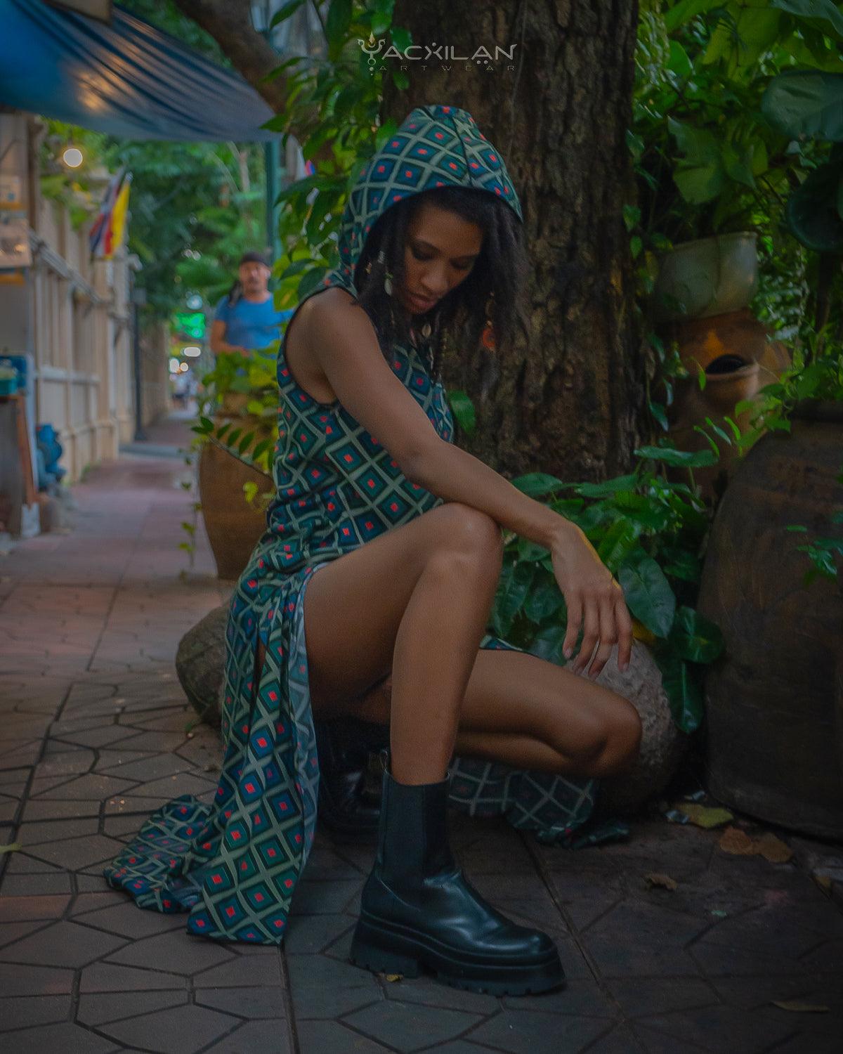 Hooded Long Dress Woman / Viscose - GURUCCI - Yacxilan Artwear