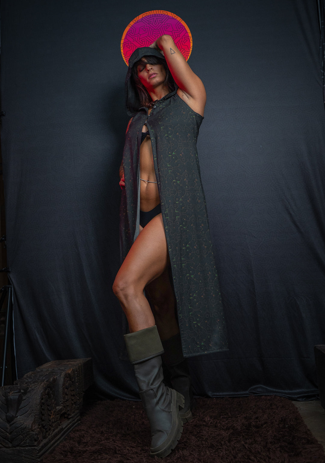 Hooded Long Dress / Viscose Twill - REBIRTH OF IKARO