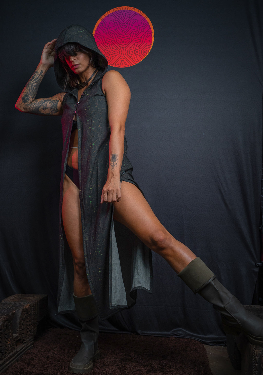 Hooded Long Dress / Viscose Twill - REBIRTH OF IKARO