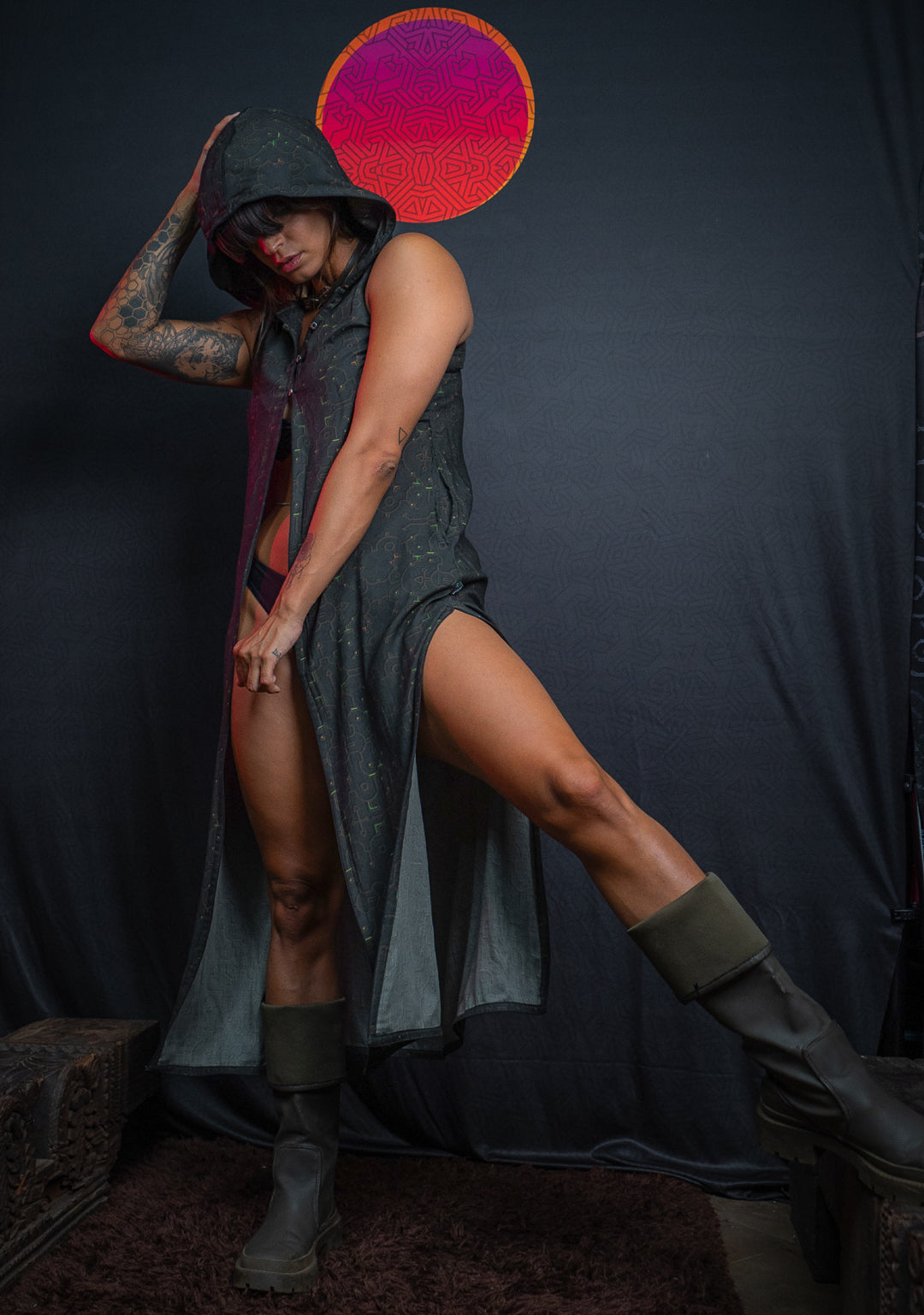 Hooded Long Dress / Viscose Twill - REBIRTH OF IKARO