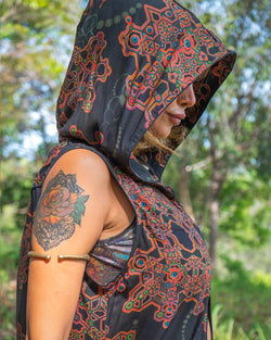 Hooded Long Dress Woman / Viscose -AFRODISIAKO Yacxilan Artwear