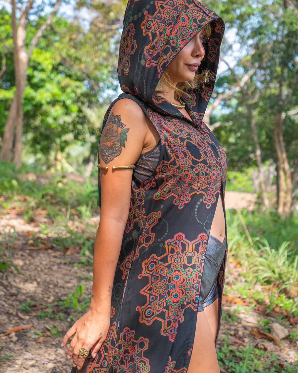 Hooded Long Dress Woman / Viscose -AFRODISIAKO Yacxilan Artwear