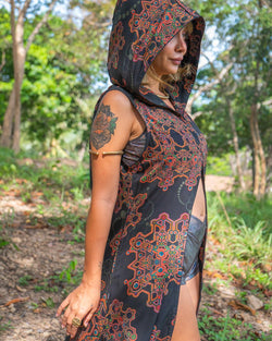 Hooded Long Dress Woman / Viscose -AFRODISIAKO Yacxilan Artwear