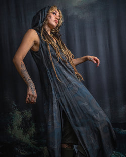 Hooded Long Dress Woman / Viscose - DRAGONS