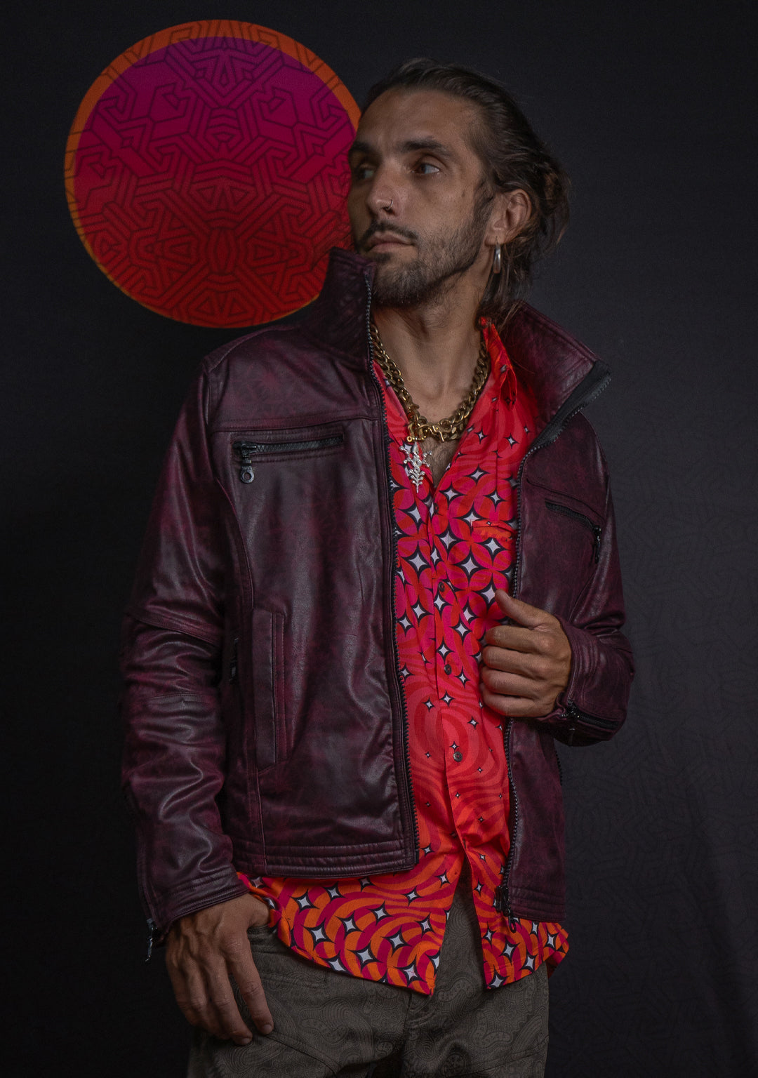 Jacket Men ALIEN / Fake Leather - Redwine SUNSHINE