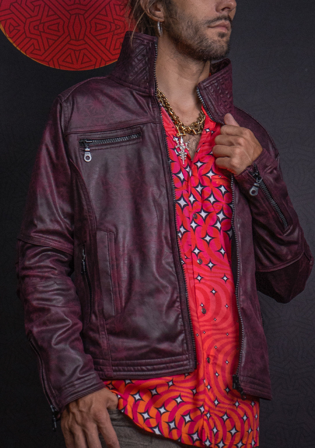 Jacket Men ALIEN / Fake Leather - Redwine SUNSHINE