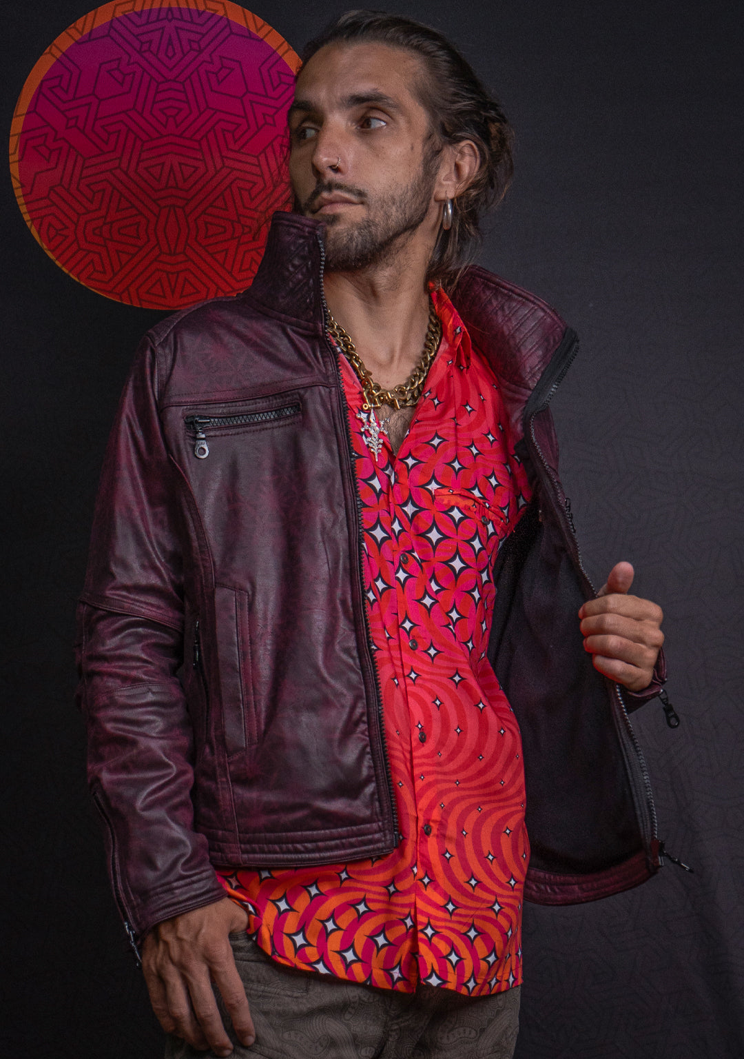 Jacket Men ALIEN / Fake Leather - Redwine SUNSHINE