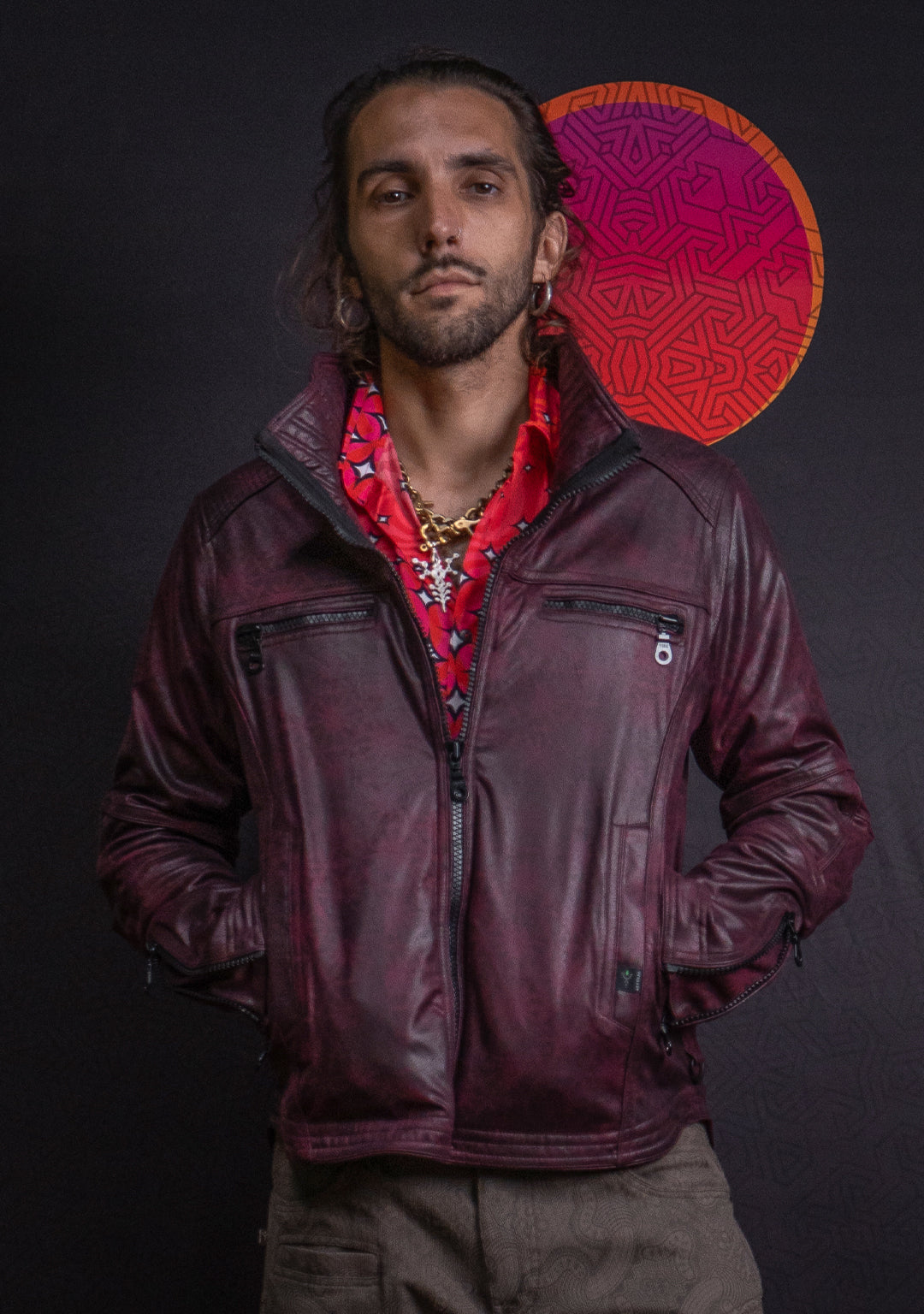 Jacket Men ALIEN / Fake Leather - Redwine SUNSHINE