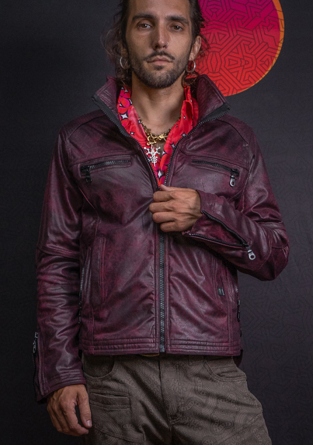 Jacket Men ALIEN / Fake Leather - Redwine SUNSHINE