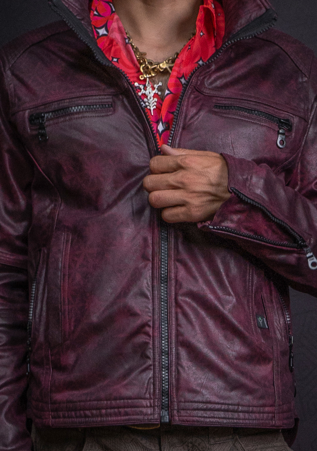 Jacket Men ALIEN / Fake Leather - Redwine SUNSHINE