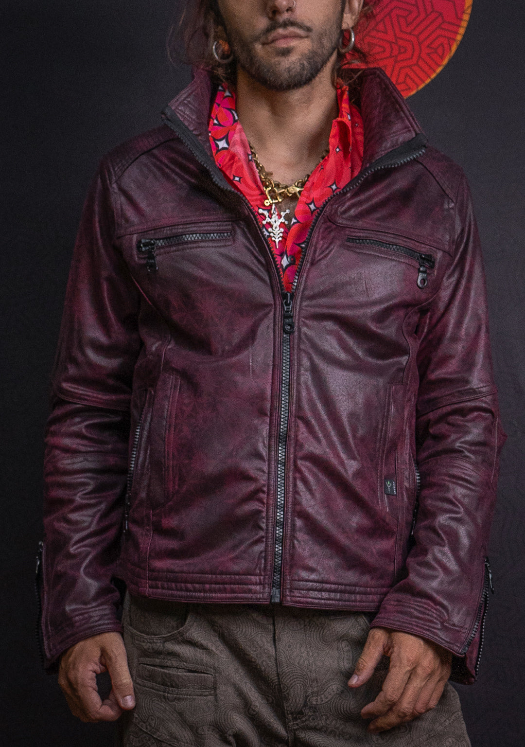 Jacket Men ALIEN / Fake Leather - Redwine SUNSHINE