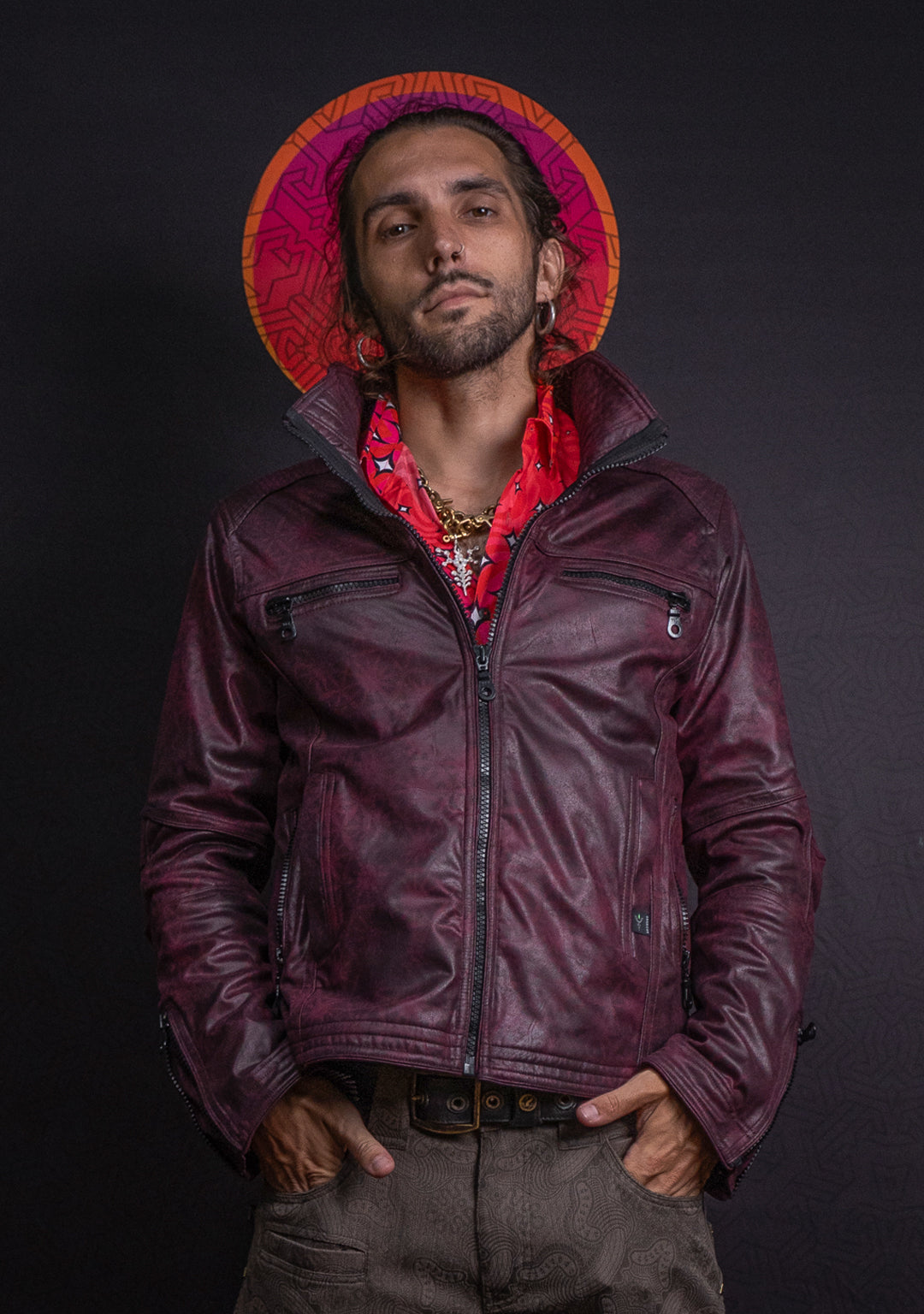 Jacket Men ALIEN / Fake Leather - Redwine SUNSHINE