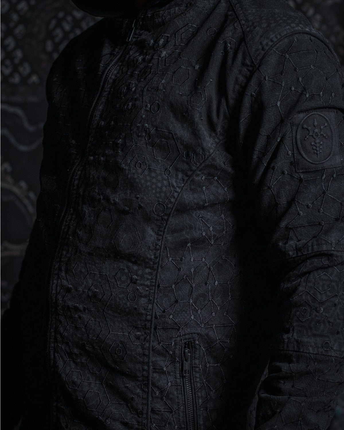 Jacket / Denim Stretchy Laser Print Digital Embroidery Stonewashed - DRAGONS KAMBOZII PENTA