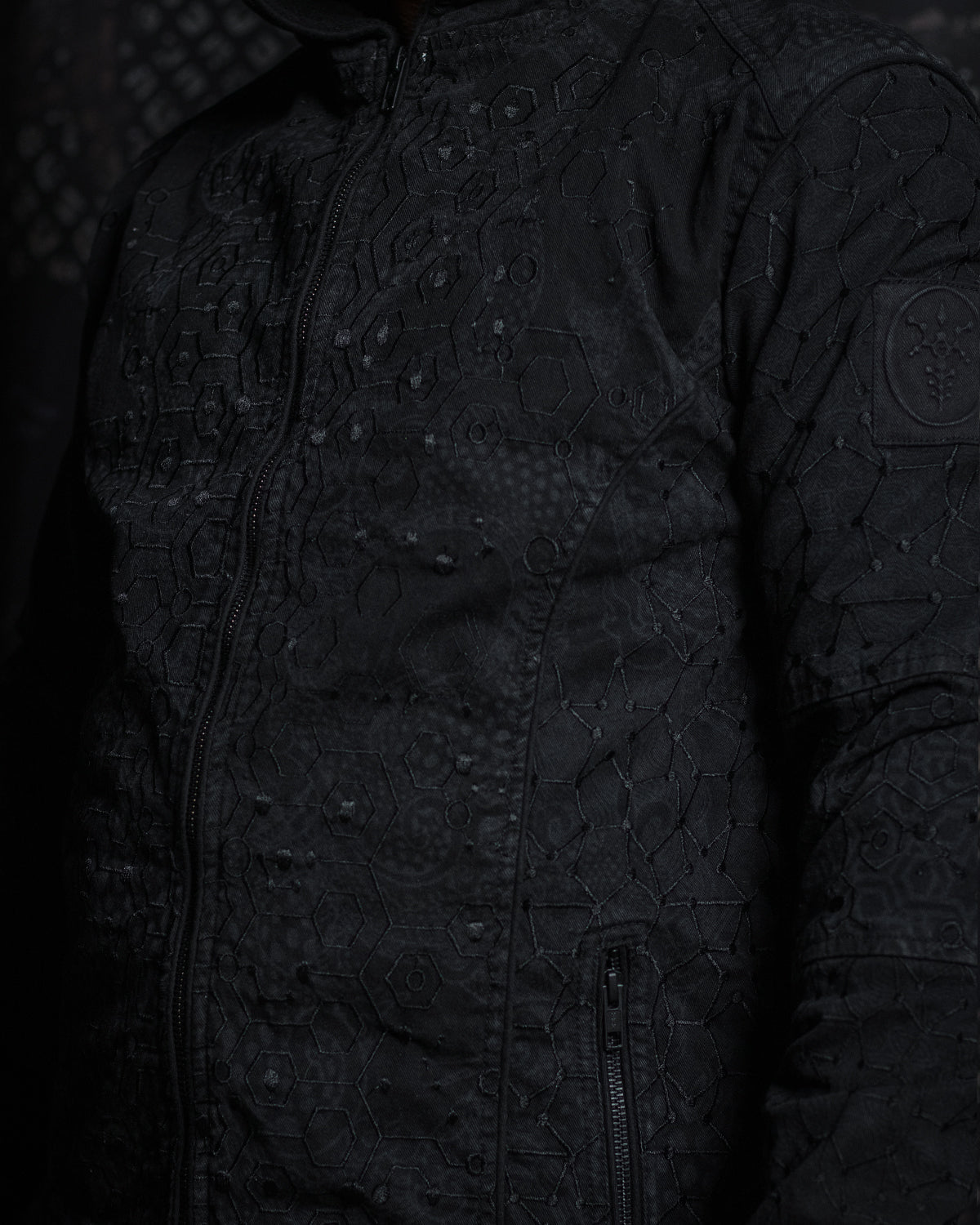 Jacket / Denim Stretchy Laser Print Digital Embroidery Stonewashed - DRAGONS KAMBOZII PENTA