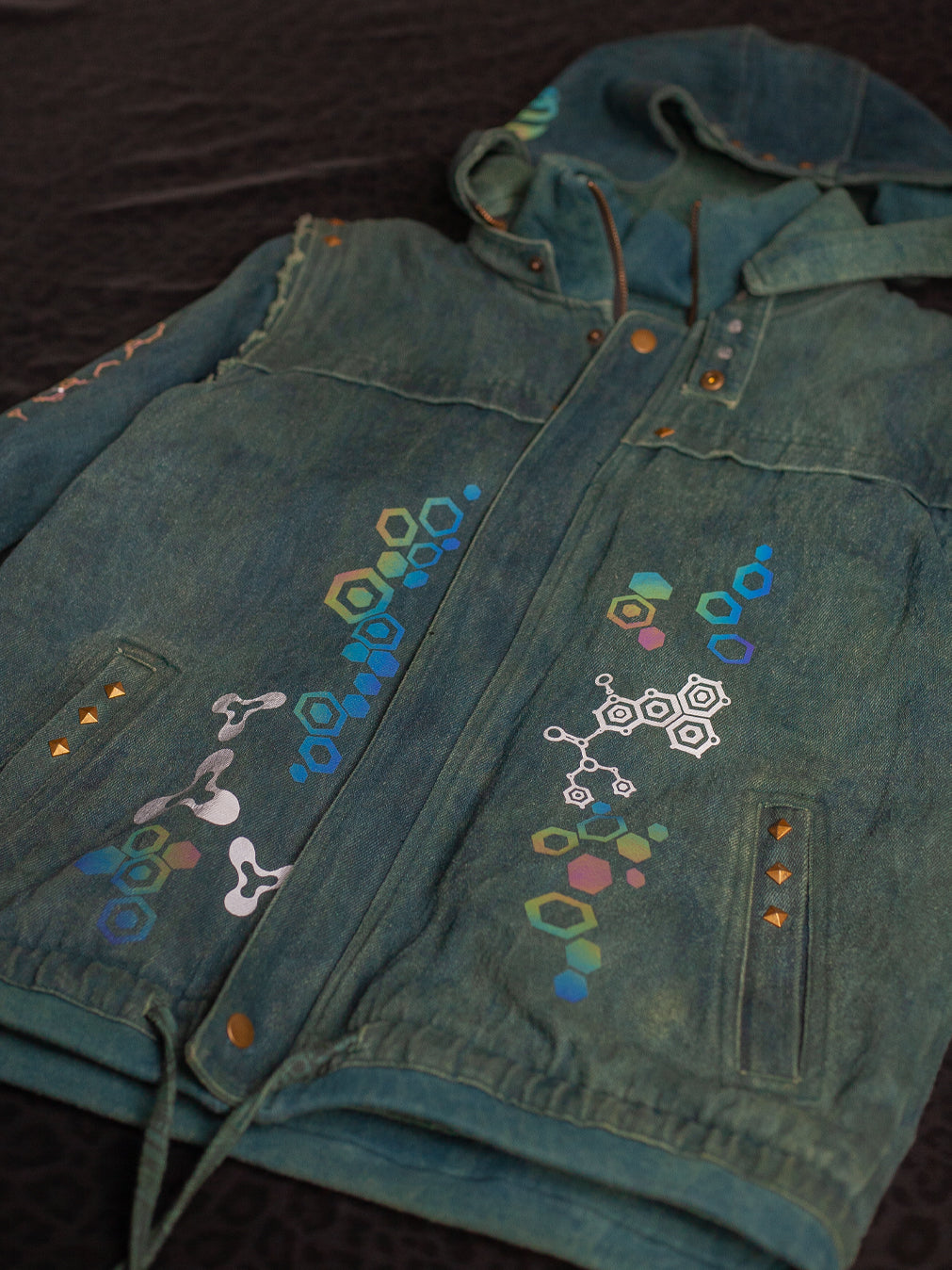 Jacket Men / HEMP TWILL Veg Dye Veg Print - Greendigo IKARO floc