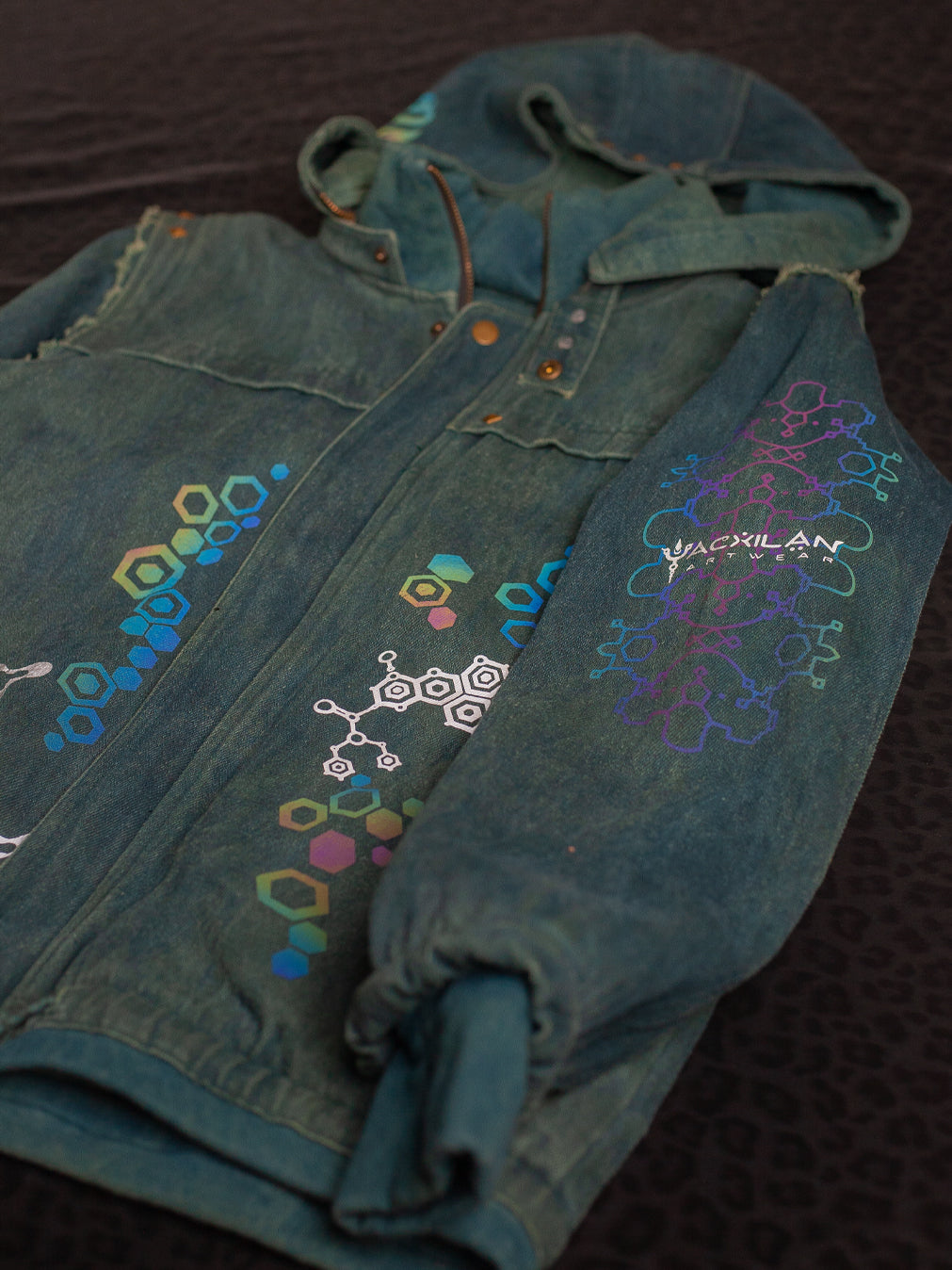 Jacket Men / HEMP TWILL Veg Dye Veg Print - Greendigo IKARO floc