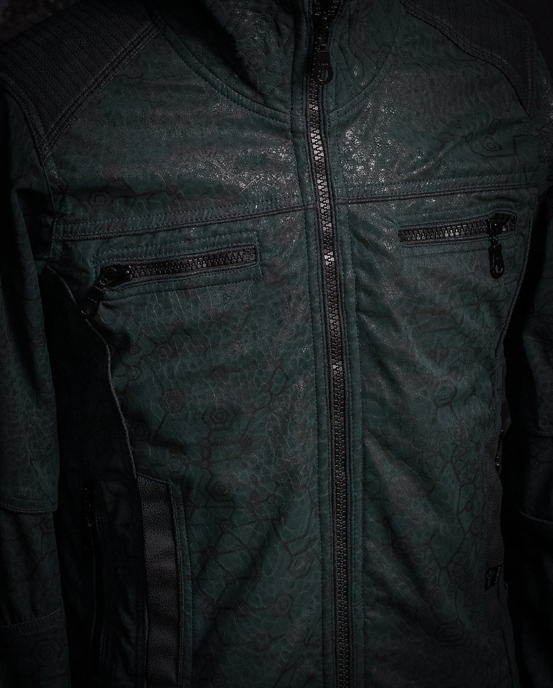 Jacket Men ALIEN / Fake Leather - Bottlegreen Elephant SHAMANKA