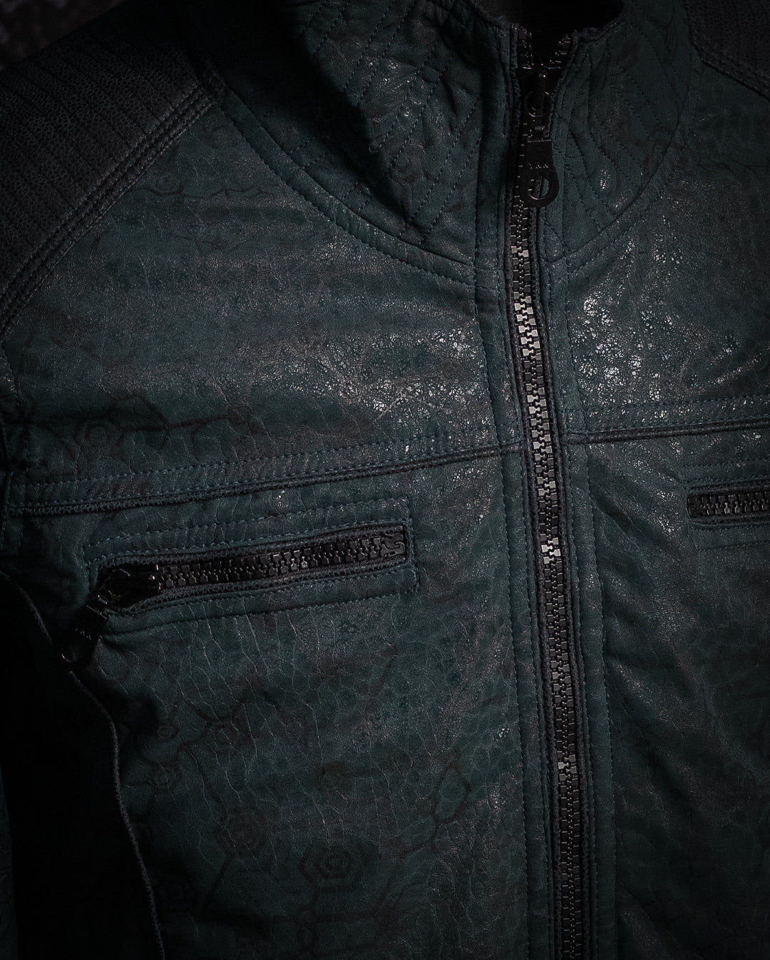 Jacket Men ALIEN / Fake Leather - Bottlegreen Elephant SHAMANKA