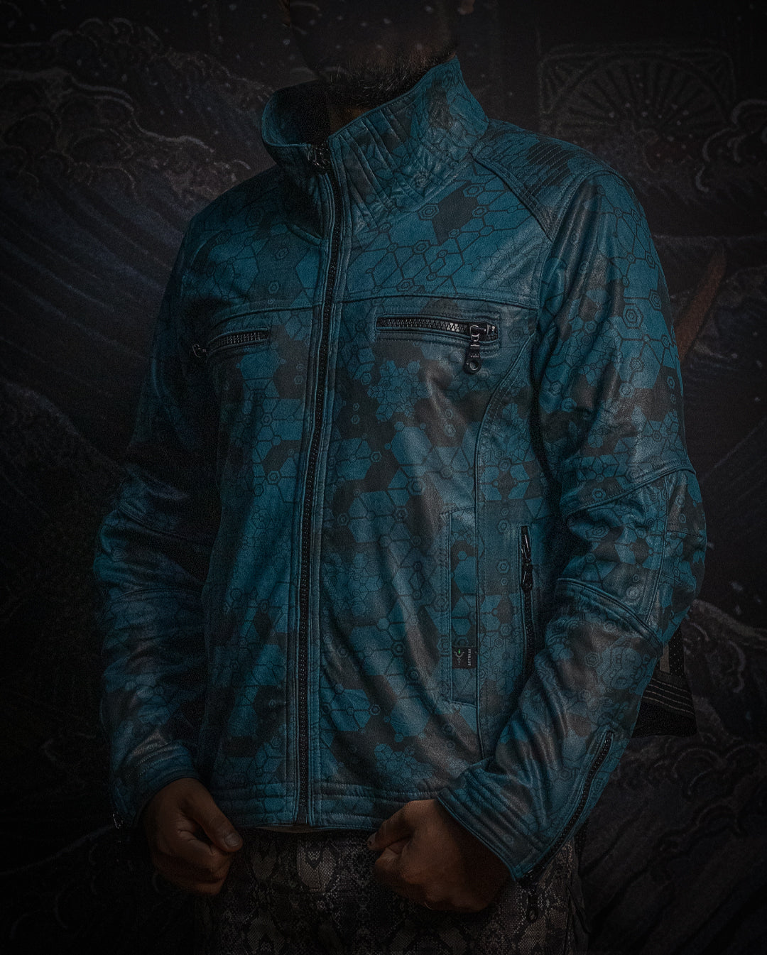 Jacket Men ALIEN / Fake Leather - Teal SHAMANKA