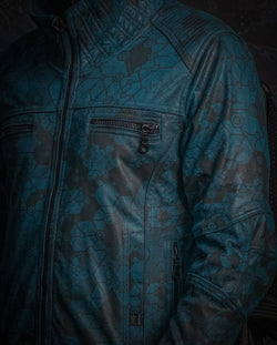 Jacket Men ALIEN / Fake Leather - Teal SHAMANKA