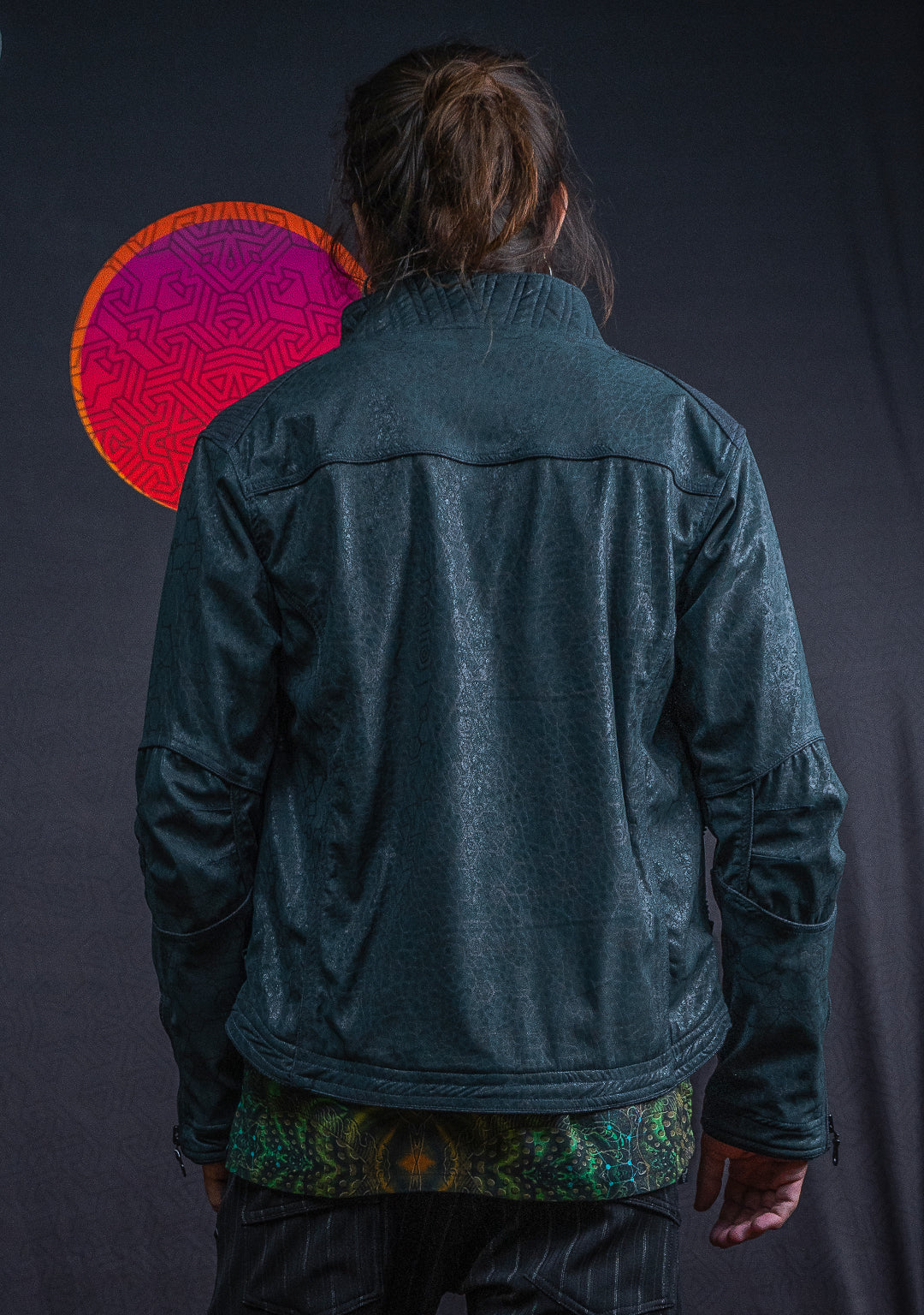 Jacket Men ALIEN / Fake Leather - Bottlegreen Elephant SHAMANKA