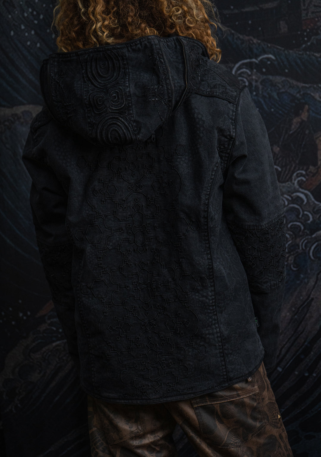 Jacket Men / Denim Stretchy Laser Print Digital Embroidery Stonewashed  - DRAGONS IKARO