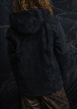 Jacket Men / Denim Stretchy Laser Print Digital Embroidery Stonewashed  - DRAGONS IKARO