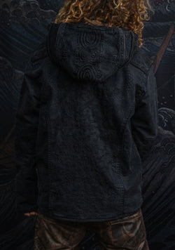 Jacket Men / Denim Stretchy Laser Print Digital Embroidery Stonewashed  - DRAGONS IKARO