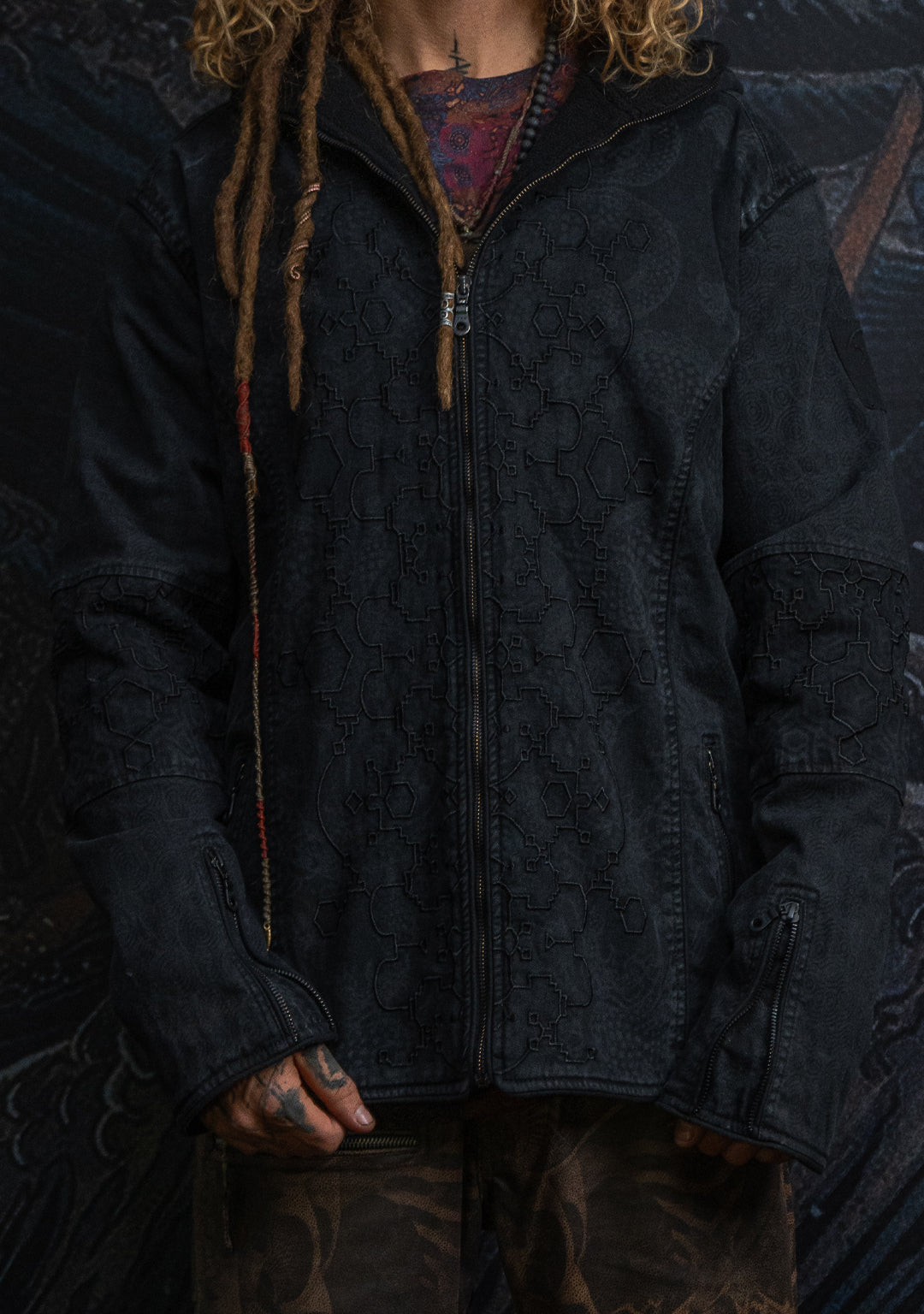 Jacket Men / Denim Stretchy Laser Print Digital Embroidery Stonewashed  - DRAGONS IKARO