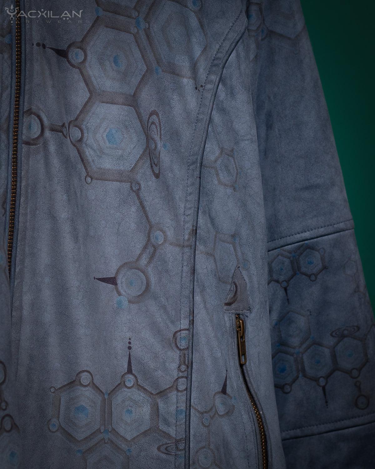 Jacket Men / Fake Leather Swede - Blue LSDNA - Yacxilan Artwear