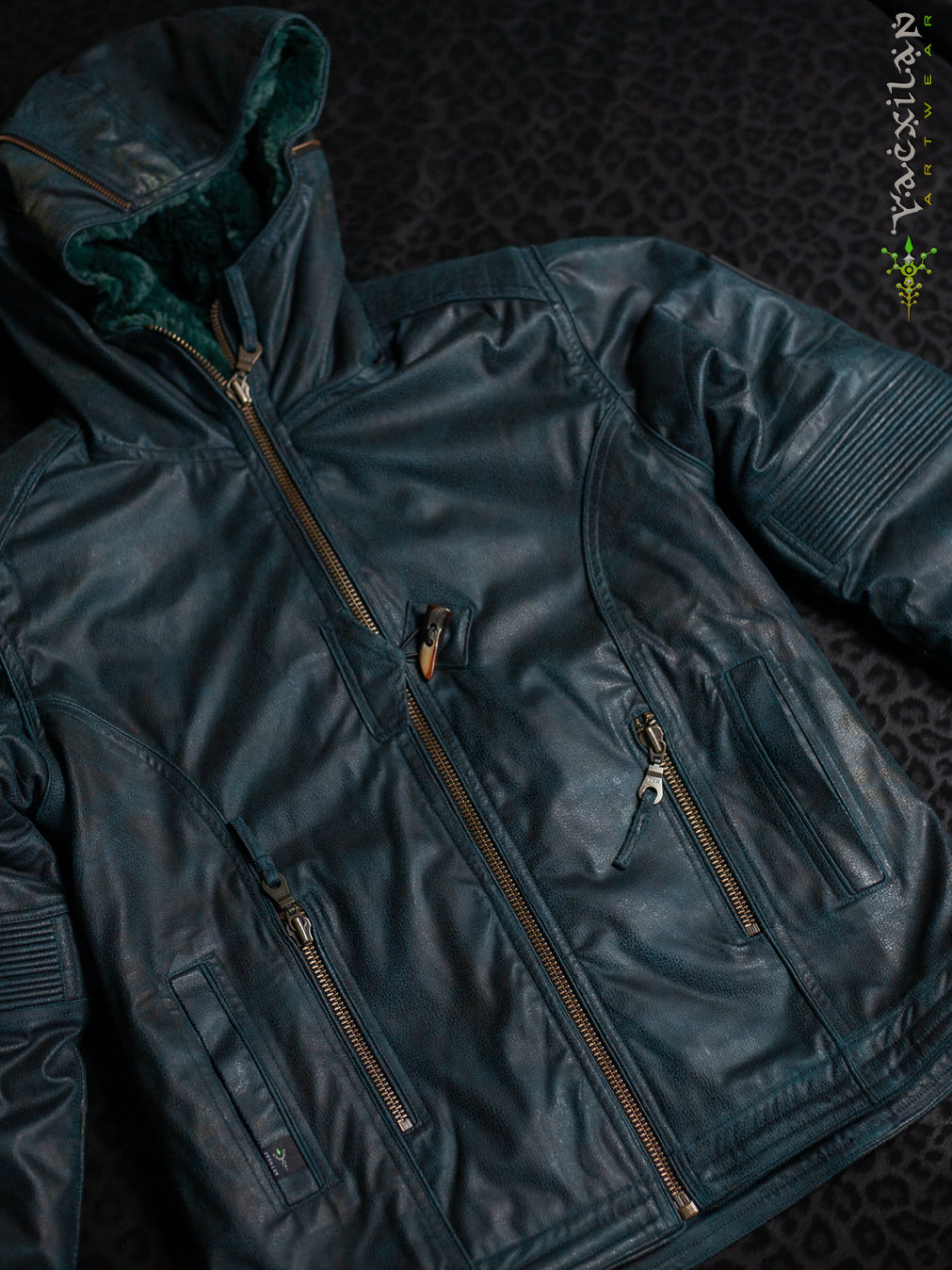 Jacket Men / Fake Leather Ultra FUR - Bottlgreen Snake SANDOKAN