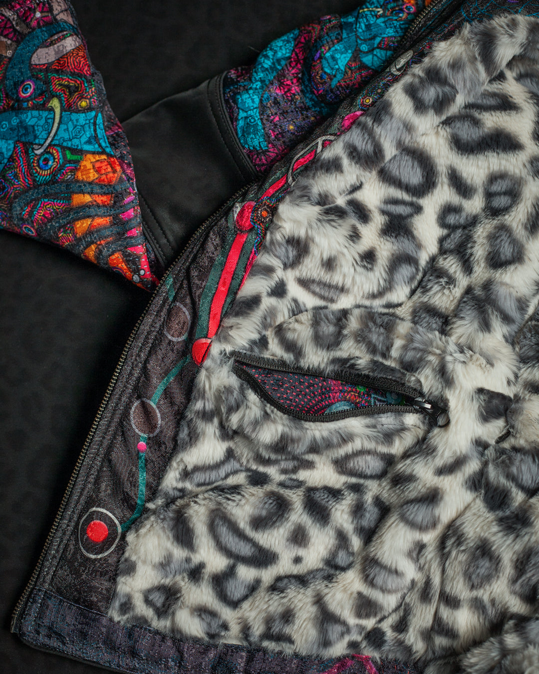 Jacket Men / Textured Satin and Fake Leather  - NATARAJA