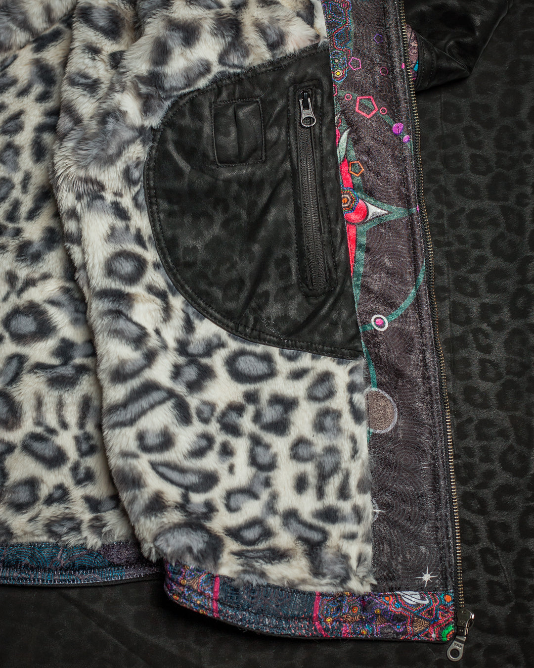 Jacket Men / Textured Satin and Fake Leather  - NATARAJA