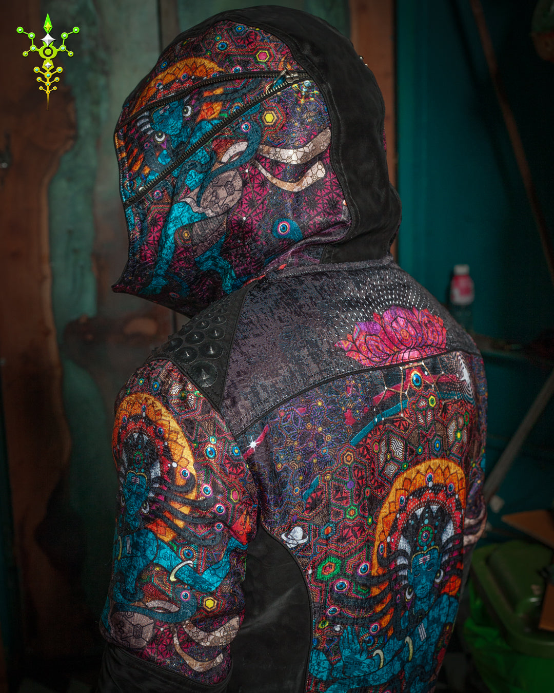 Jacket Men / Textured Satin and Fake Leather  - NATARAJA