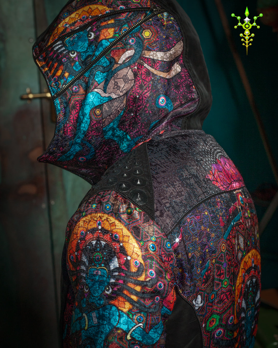 Jacket Men / Textured Satin and Fake Leather  - NATARAJA