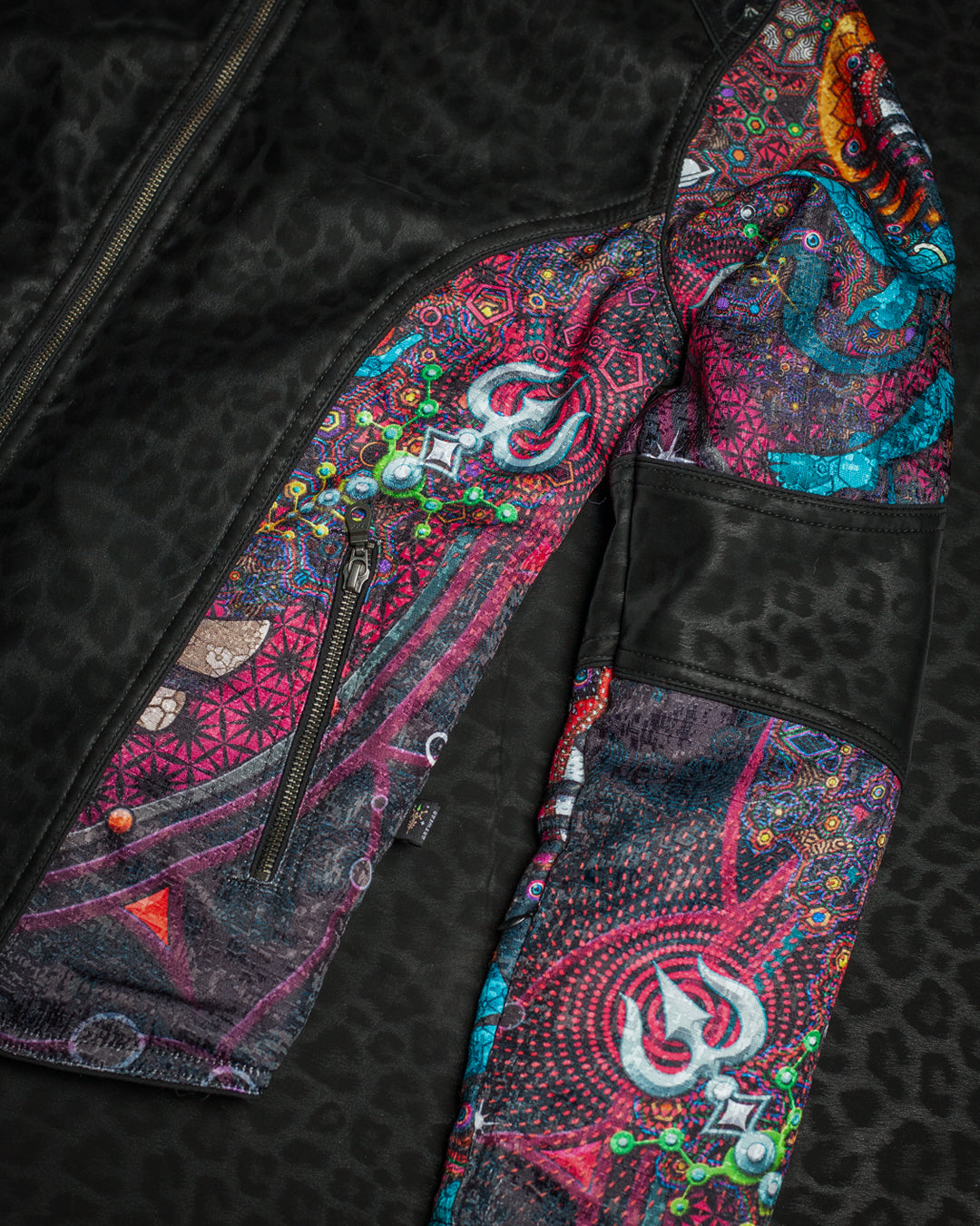 Jacket Men / Textured Satin and Fake Leather  - NATARAJA