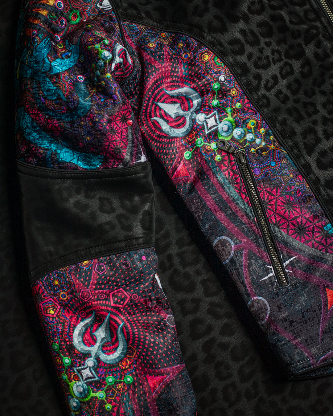 Jacket Men / Textured Satin and Fake Leather  - NATARAJA