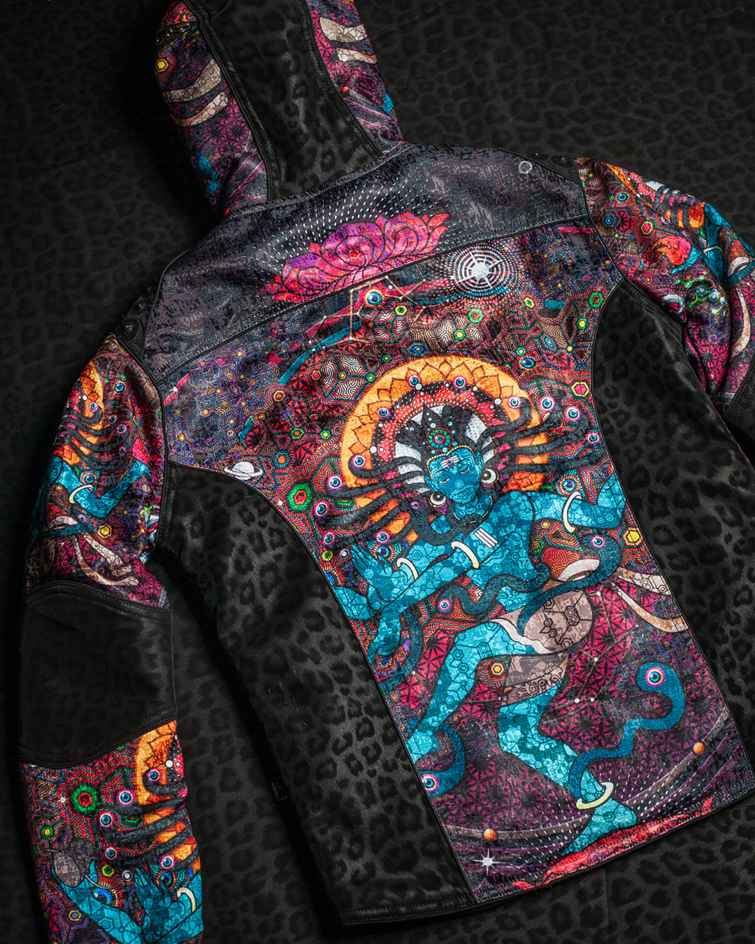 Jacket Men / Textured Satin and Fake Leather  - NATARAJA