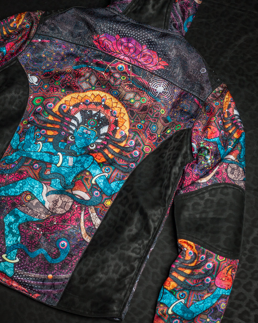 Jacket Men / Textured Satin and Fake Leather  - NATARAJA