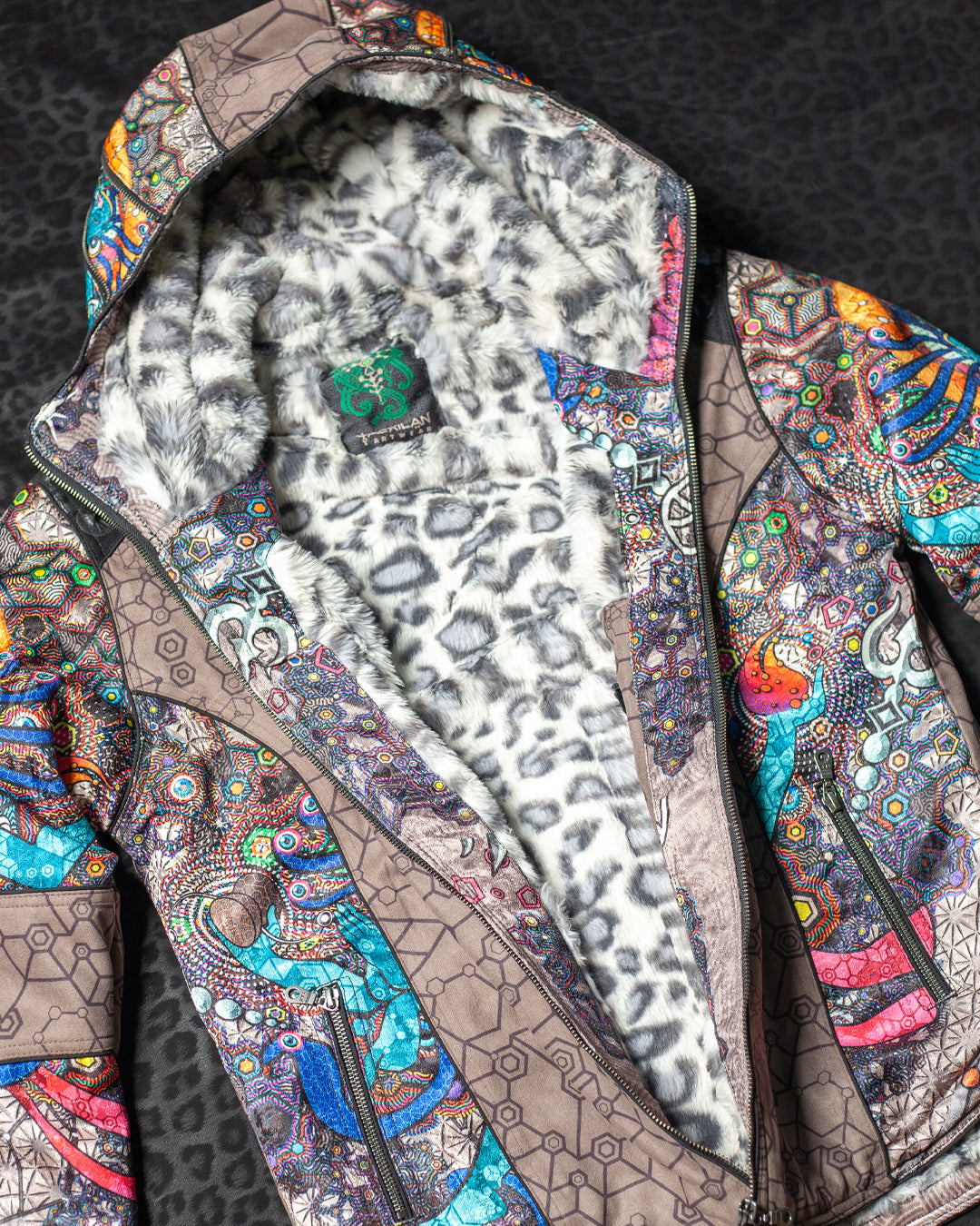 Jacket Woman / Satin and Fake Leather - NATARAJA Sand