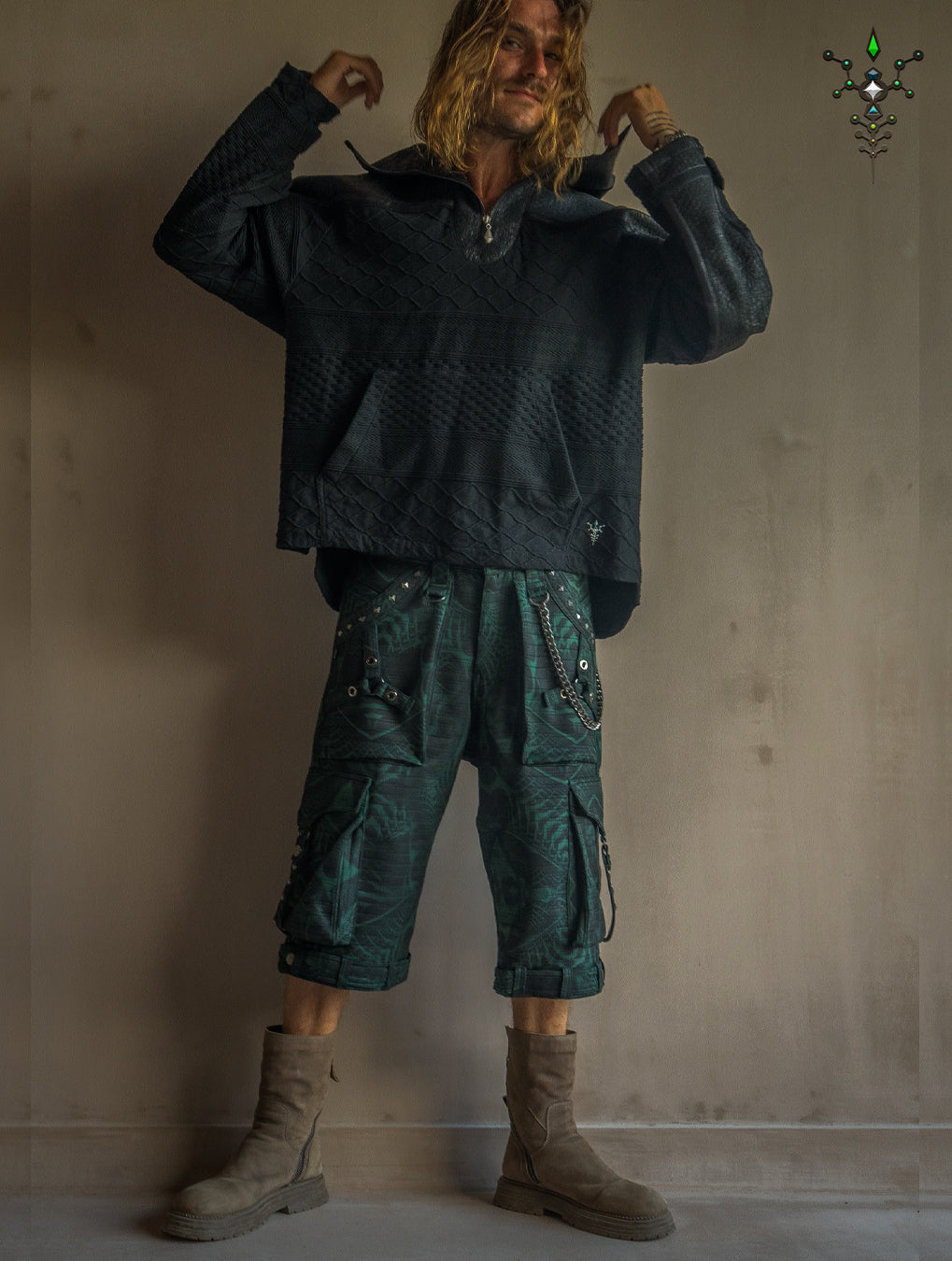 Jacket Men Otom / Woven Cotton and Fake Leather - WOODLAND ELVES