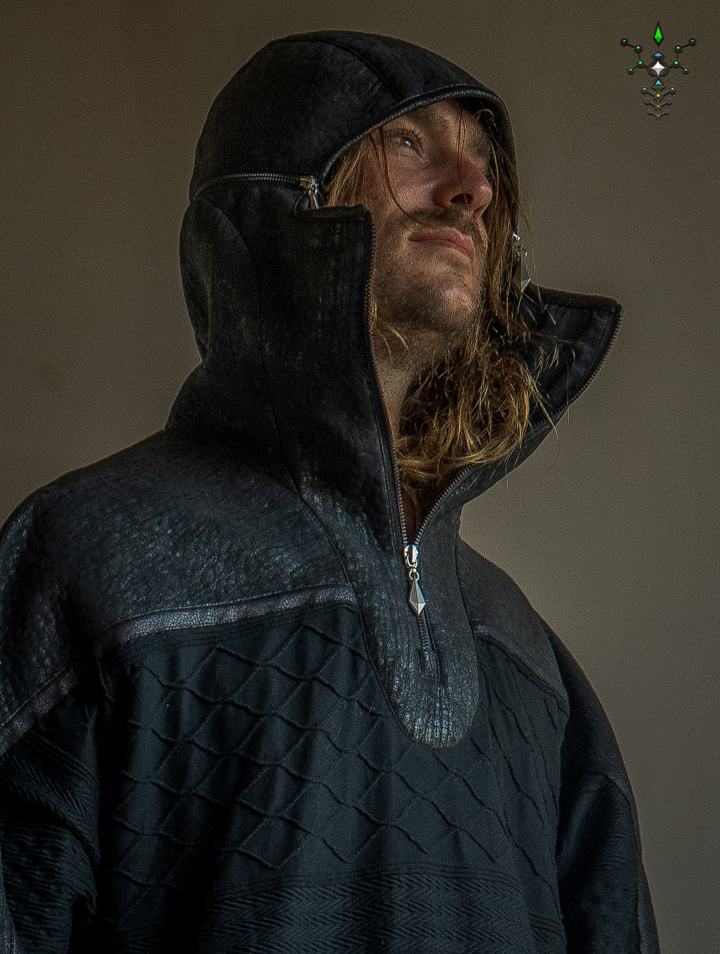 Jacket Men Otom / Woven Cotton and Fake Leather - WOODLAND ELVES