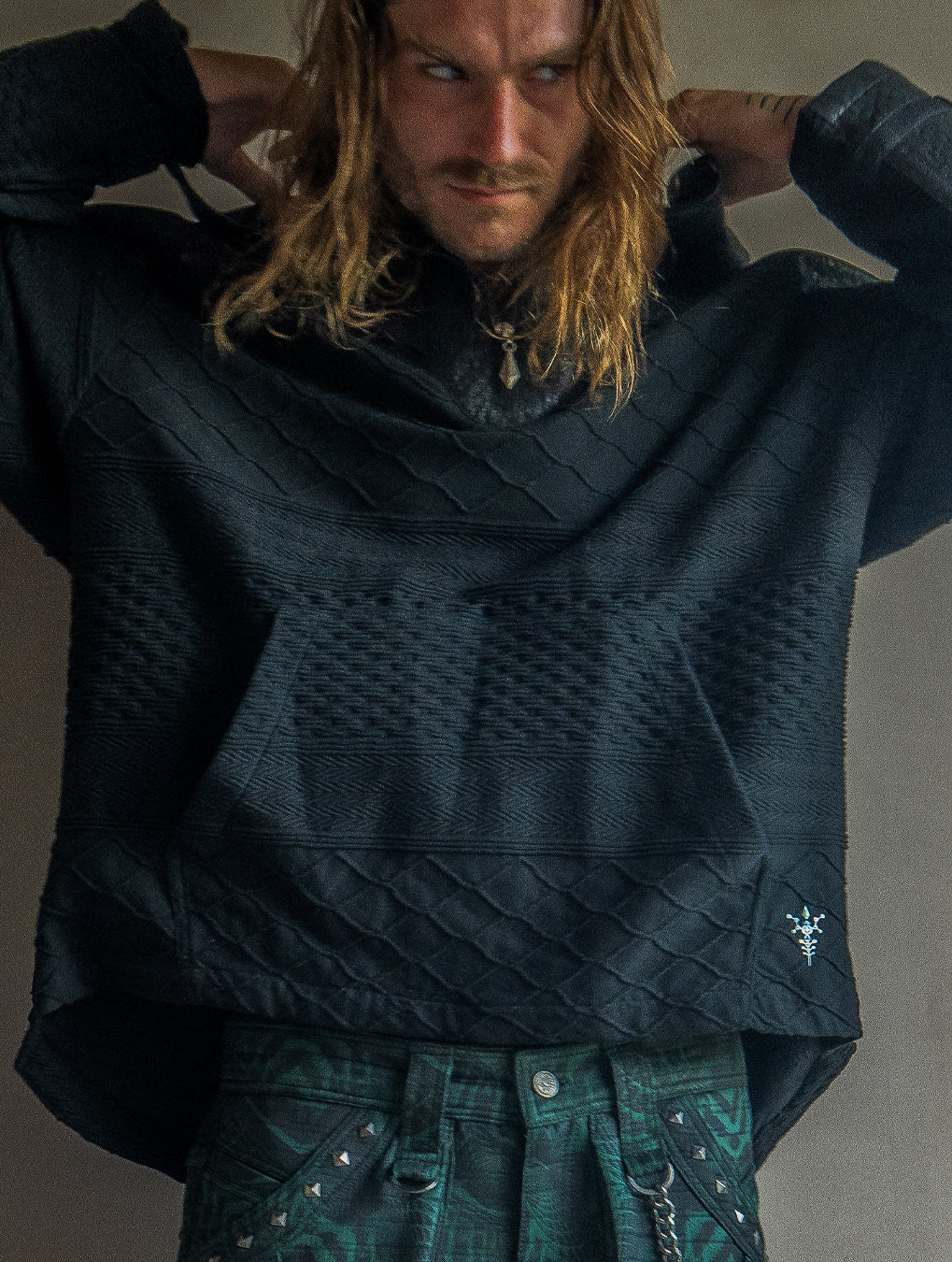 Jacket Men Otom / Woven Cotton and Fake Leather - WOODLAND ELVES
