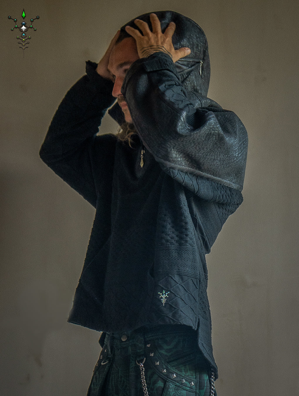 Jacket Otom / Woven Cotton and Fake Leather - WOODLAND ELVES