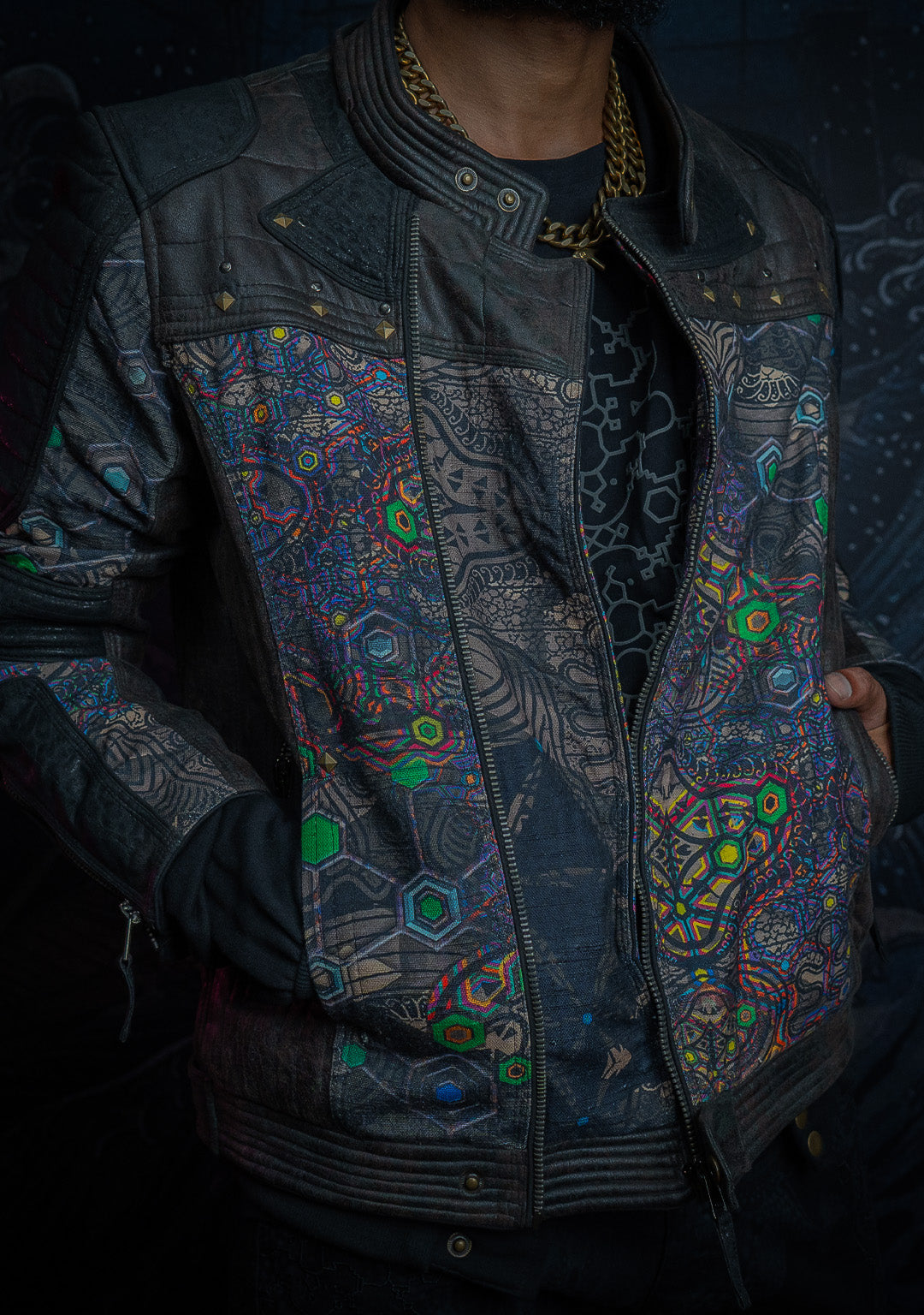 Jacket Men SAMURAI SHAMAN / Fake Leather / Waterproof Linen - PSYGALAK