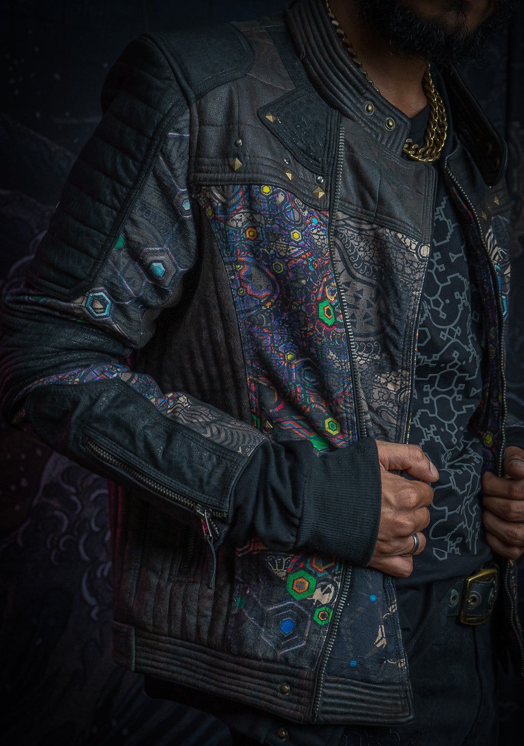 Jacket Men SAMURAI SHAMAN / Fake Leather / Waterproof Linen - PSYGALAK