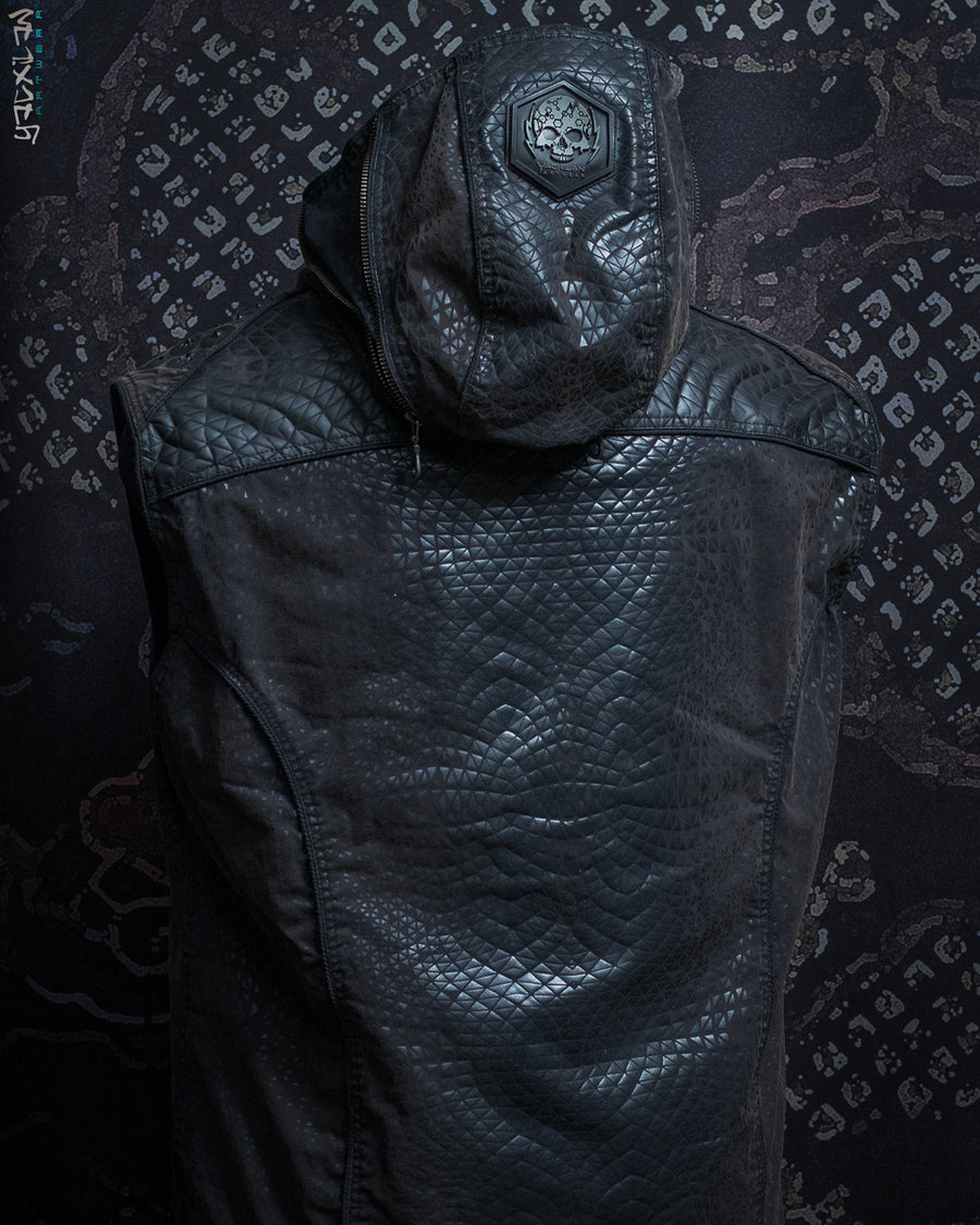 Sleeveless Jacket Men / Denim Stoneblast Printed - KAMBOZII DESINTEGRATION