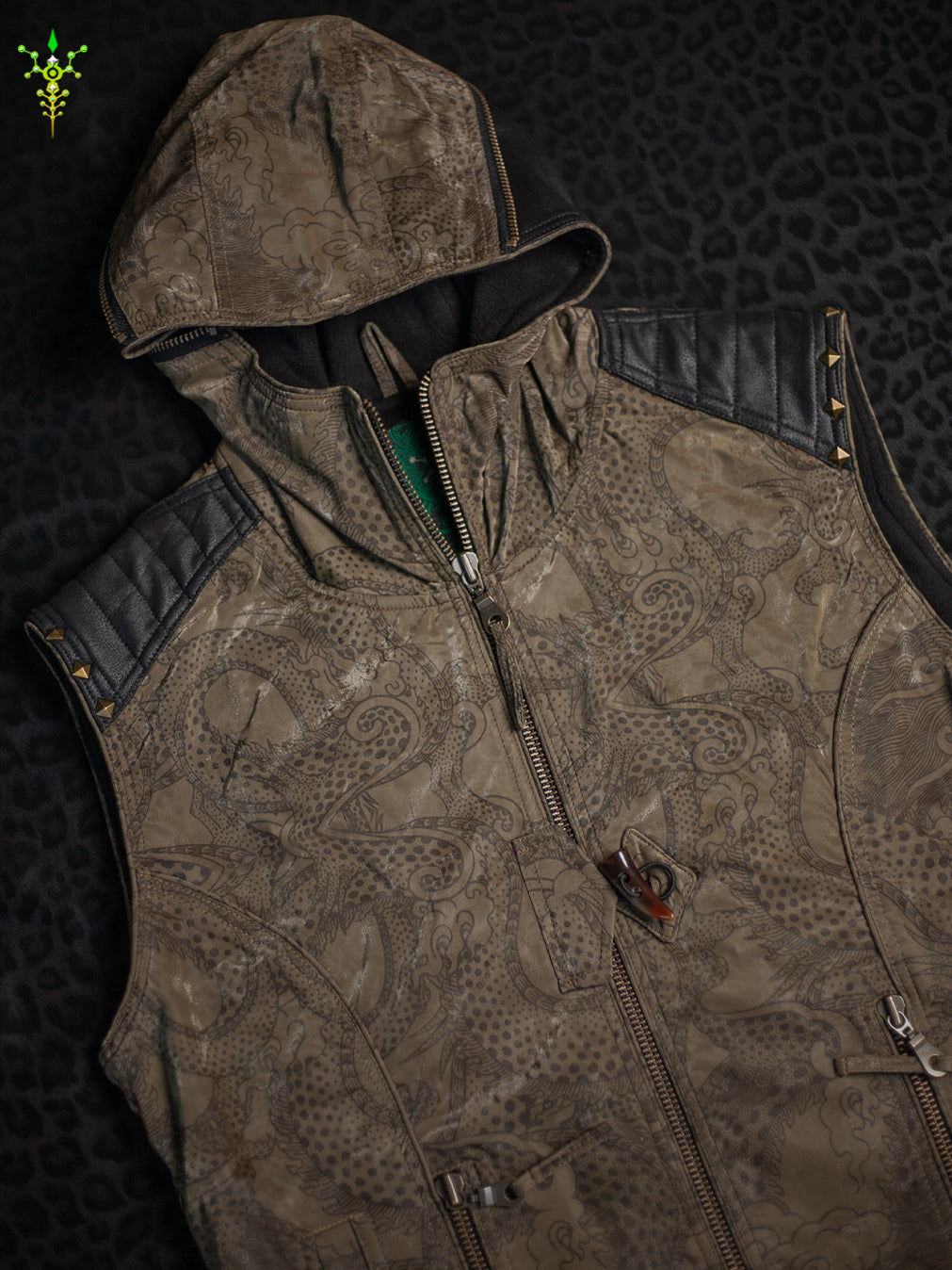 Sleeveless Jacket Men  / Waterproof Poliamide Viscose - DRAGONS Olive Flakes