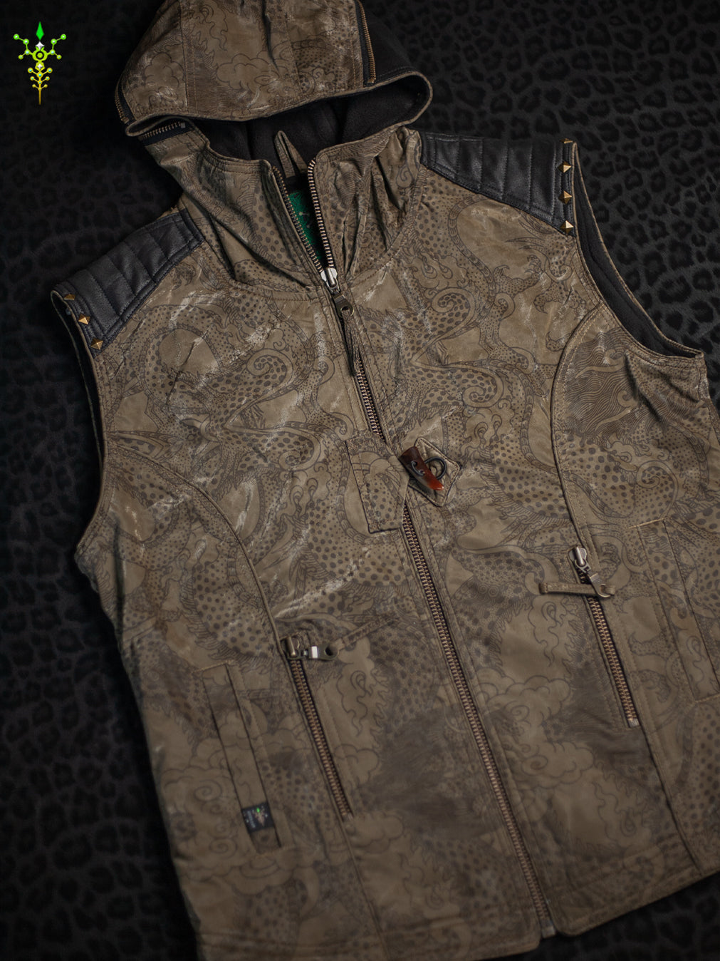 Sleeveless Jacket Men  / Waterproof Poliamide Viscose - DRAGONS Olive Flakes