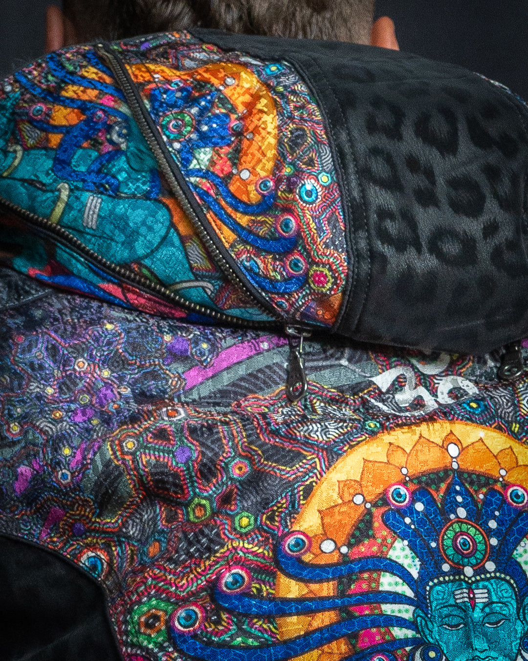 Sleeveless Jacket Men  / Satin Fake Leather Ultra Fur - NATARAJ White Leopard